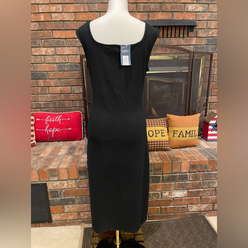 Universal Thread Black Midi Ribbed Super Soft Dress - Picture 3 of 5
